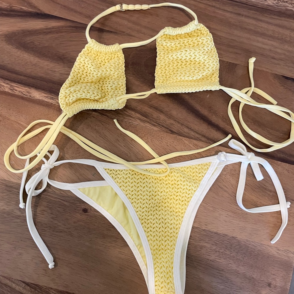 Montce yellow crochet bikini set size small